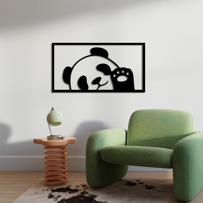 Pink Panda Silhouette Metal Wall Art – Cute Animal Design - KAFGP155