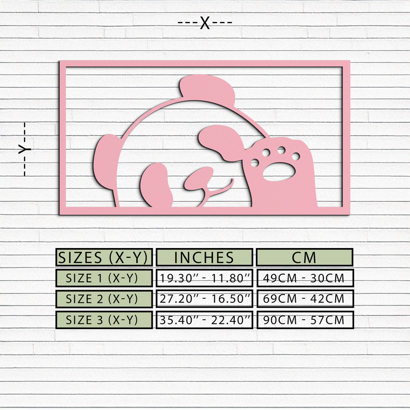Pink Panda Silhouette Metal Wall Art – Cute Animal Design - KAFGP155