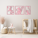 Pink Fairy Trio Metal Wall Art – Set of Three Fantasy Silhouette Panels - KAFGP156