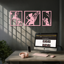 Pink Fairy Trio Metal Wall Art – Set of Three Fantasy Silhouette Panels - KAFGP156