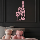 Wine Bottle and Glasses Silhouette Modern Kitchen Décor - Pink Metal Wall Art - KAFGP160