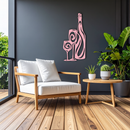 Wine Bottle and Glasses Silhouette Modern Kitchen Décor - Pink Metal Wall Art - KAFGP160