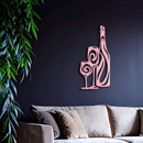 Wine Bottle and Glasses Silhouette Modern Kitchen Décor - Pink Metal Wall Art - KAFGP160