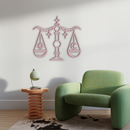 Libra Zodiac Sign Silhouette – Pink Metal Wall Art Balance Scale Design - KAFGP161