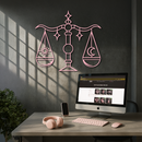Libra Zodiac Sign Silhouette – Pink Metal Wall Art Balance Scale Design - KAFGP161
