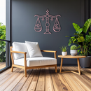 Libra Zodiac Sign Silhouette – Pink Metal Wall Art Balance Scale Design - KAFGP161