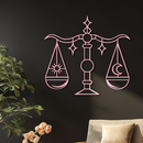 Libra Zodiac Sign Silhouette – Pink Metal Wall Art Balance Scale Design - KAFGP161