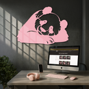 Pink Panda Silhouette Metal Wall Art – Modern Animal Design - KAFGP162