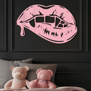 Vampire Lips Silhouette – Pink Metal Wall Art for Modern Home Décor - KAFGP163