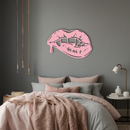 Vampire Lips Silhouette – Pink Metal Wall Art for Modern Home Décor - KAFGP163