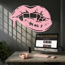 Vampire Lips Silhouette – Pink Metal Wall Art for Modern Home Décor - KAFGP163