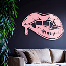 Vampire Lips Silhouette – Pink Metal Wall Art for Modern Home Décor - KAFGP163