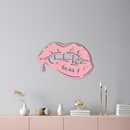 Vampire Lips Silhouette – Pink Metal Wall Art for Modern Home Décor - KAFGP163