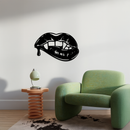Vampire Lips Silhouette – Pink Metal Wall Art for Modern Home Décor - KAFGP163