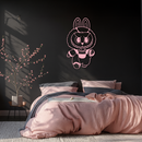 Labubu Bunny Costume Silhouette Modern Home Décor - Pink Metal Wall Art - KAFGP167