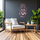 Labubu Bunny Costume Silhouette Modern Home Décor - Pink Metal Wall Art - KAFGP167