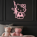 Hello Kitty Silhouette Modern Wall Art – Pink Metal Home Décor - KAFGP170