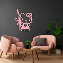 Hello Kitty Silhouette Modern Wall Art – Pink Metal Home Décor - KAFGP170