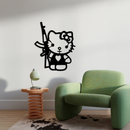 Hello Kitty Silhouette Modern Wall Art – Pink Metal Home Décor - KAFGP170