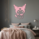 Kuromi Sitting Pose Cute Pink Metal Wall Art – Modern Anime Inspired Home Decor - KAFGP173