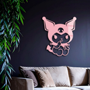 Kuromi Sitting Pose Cute Pink Metal Wall Art – Modern Anime Inspired Home Decor - KAFGP173