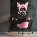 Kuromi Sitting Pose Cute Pink Metal Wall Art – Modern Anime Inspired Home Decor - KAFGP173