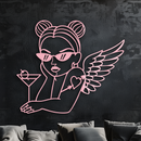 Angel Girl with Sunglasses and Cocktail – Pink Metal Wall Art - KAFGP176