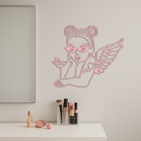 Angel Girl with Sunglasses and Cocktail – Pink Metal Wall Art - KAFGP176
