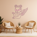 Angel Girl with Sunglasses and Cocktail – Pink Metal Wall Art - KAFGP176