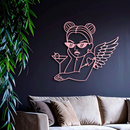 Angel Girl with Sunglasses and Cocktail – Pink Metal Wall Art - KAFGP176