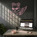 Angel Girl with Sunglasses and Cocktail – Pink Metal Wall Art - KAFGP176