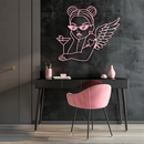 Angel Girl with Sunglasses and Cocktail – Pink Metal Wall Art - KAFGP176