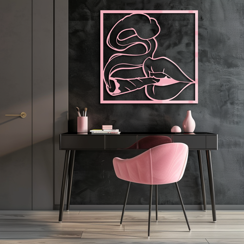 Smoking Lips Silhouette Modern Wall Art – Pink Metal Décor - KAFGP181