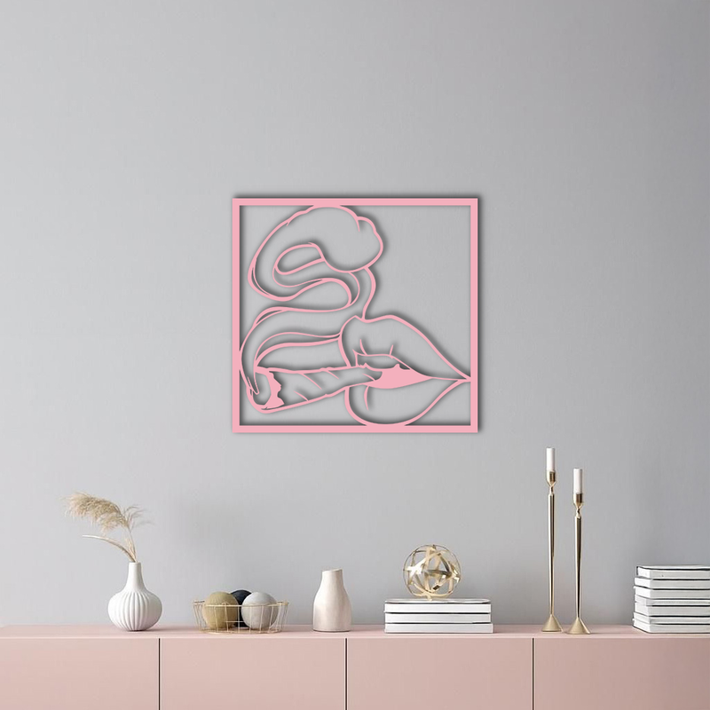 Smoking Lips Silhouette Modern Wall Art – Pink Metal Décor - KAFGP181