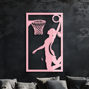 Basketball Girl Silhouette Metal Wall Art – Modern Pink Home Decor - KAFGP184