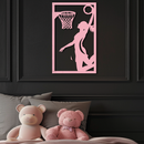 Basketball Girl Silhouette Metal Wall Art – Modern Pink Home Decor - KAFGP184