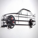 BMW E36 M3 Wall Art – Classic Steel Silhouette with Spinning Wheels-KAFMEKA015