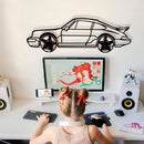 Classic Porsche 911 Wall Art – Retro Steel Silhouette with Spinning Wheels-KAFMEKA038