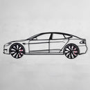Tesla Model S Wall Art – Electric Car Steel Silhouette with Spinning Wheels-KAFMEKA045