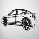 Tesla Model S Wall Art – Electric Car Steel Silhouette with Spinning Wheels-KAFMEKA045