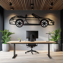 Porsche-Inspired Cabrio Silhouette Metal Wall Art – Rotating Wheel Garage Decor Gift,KAFMEKA055