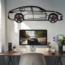 Porsche Taycan Turbo Cross Metal Wall Art – Electric Performance Silhouette with Rotating Wheels-KAFMEKA067