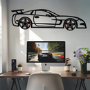 Chevrolet Corvette C5 Metal Wall Art – Rotating Wheels Sports Car Silhouette Wall Decor Gift-KAFMEKA092