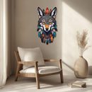 Colorful Tribal Wolf Metal Wall Art – Spirit Animal UV Decor-KAFUVM002