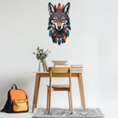 Colorful Tribal Wolf Metal Wall Art – Spirit Animal UV Decor-KAFUVM002