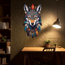 Colorful Tribal Wolf Metal Wall Art – Spirit Animal UV Decor-KAFUVM002