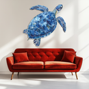 Blue Mosaic Sea Turtle Metal Wall Art – Ocean UV Decor-KAFUVM007
