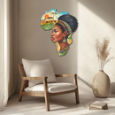 African Woman in Map Metal Wall Art – Cultural UV Printed Decor-KAFUVM012