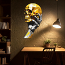 Gold Skull & Robot Hand Metal Wall Art – Futuristic UV Decor-KAFUVM013
