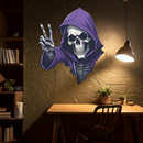 Grim Reaper Peace Metal Wall Art – Purple Skull UV Print Decor-KAFUVM019